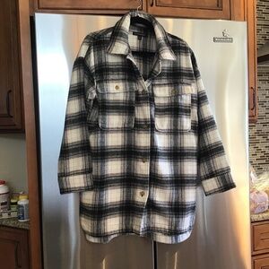 Banana Republic Womens Oversized Baggy Flannel Button Shirt Jacket Plaid